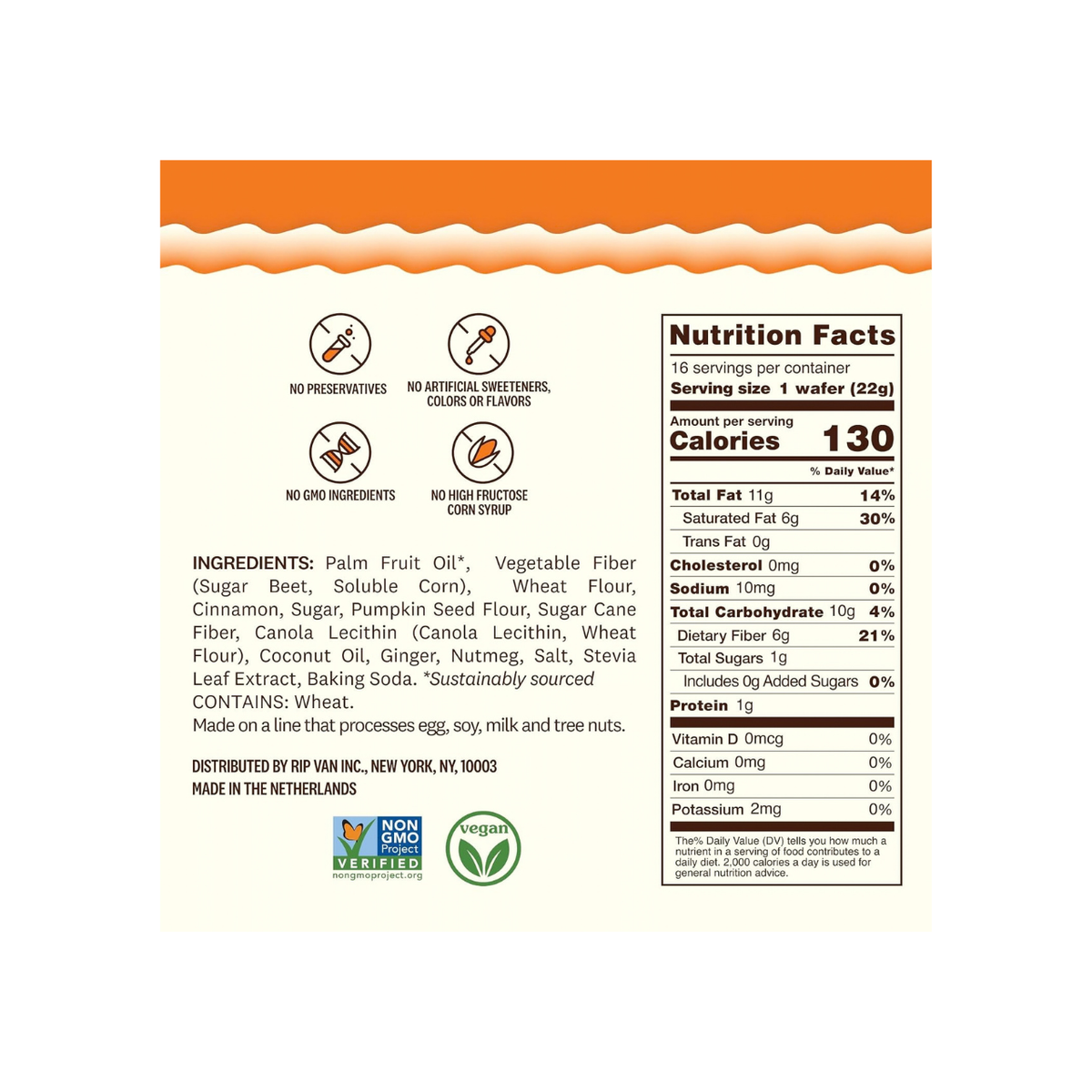 Rip Van Pumpkin Spice Keto Wafer Cookies – 16 Count