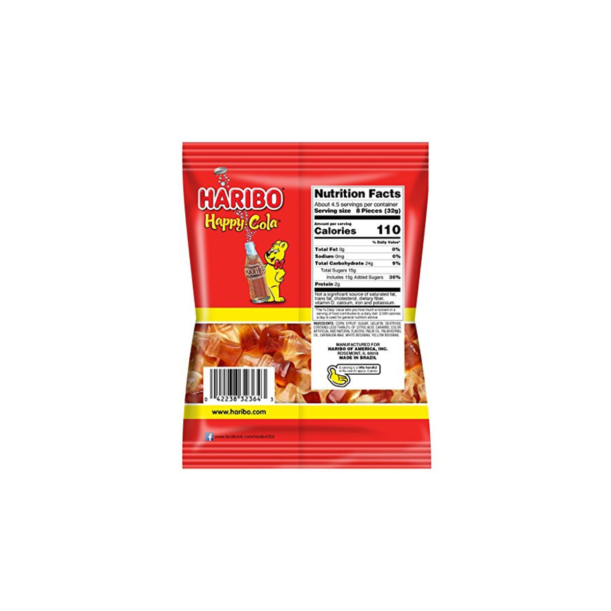 HARIBO Happy Cola Sweet Gummy Candy 5 oz (12 - Pack)
