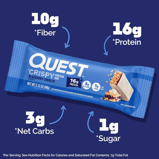Quest Nutrition Crispy Protein Bar - Blueberry Cobbler (12 Count)