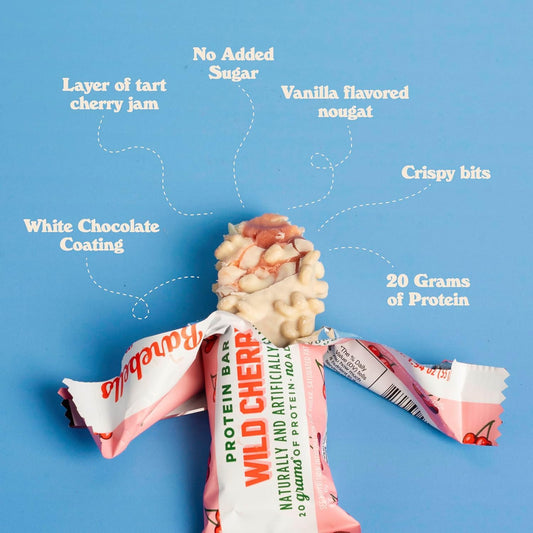 Barebells Wild Cherry Protein Bar – 20g Protein, No Added Sugar, 12 Count Box