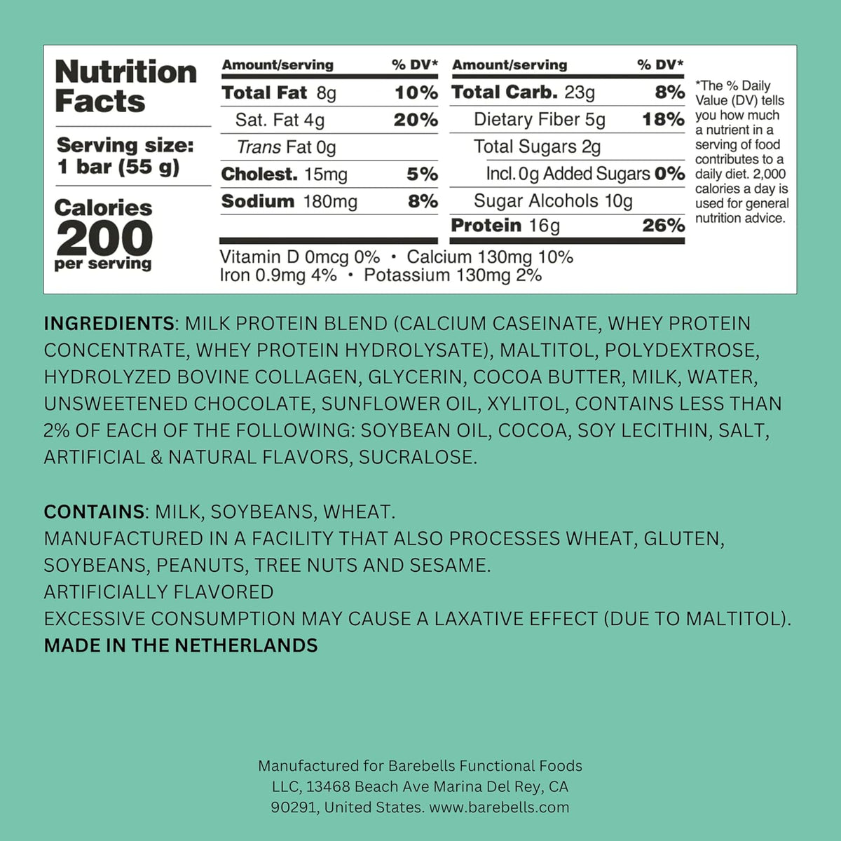 Barebells Soft Protein Bar - Minty Chocolate - 16g Protein (12 Count)