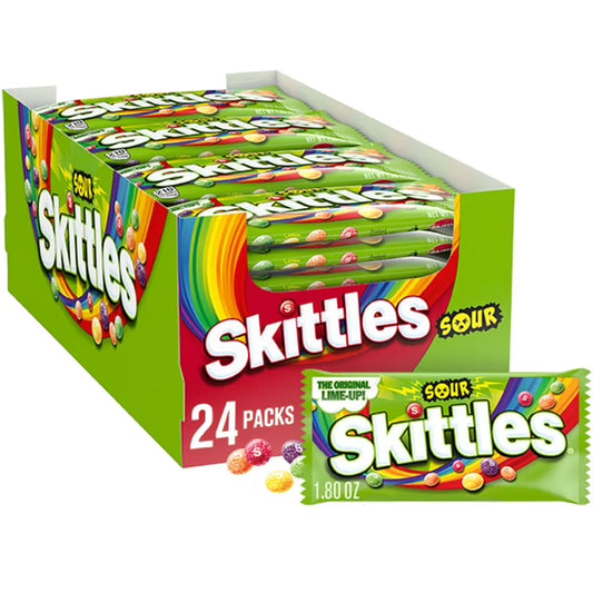 Skittles Sour Chewy Candy – 1.8 oz Full Size Packs (24 Count)