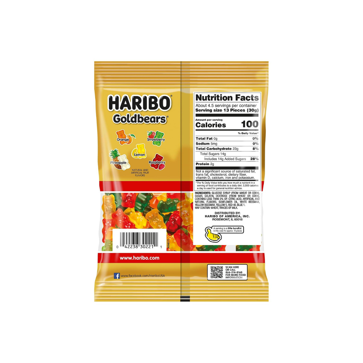 HARIBO Goldbears Fruity Gummy Candy, 5 oz Bag (12 - Pack)