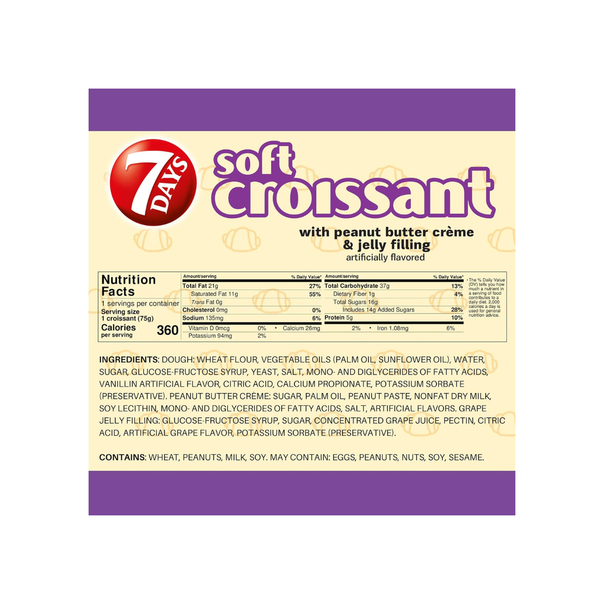 7Days Croissant, Peanut Butter Jelly, 2.65oz - 6 Pack