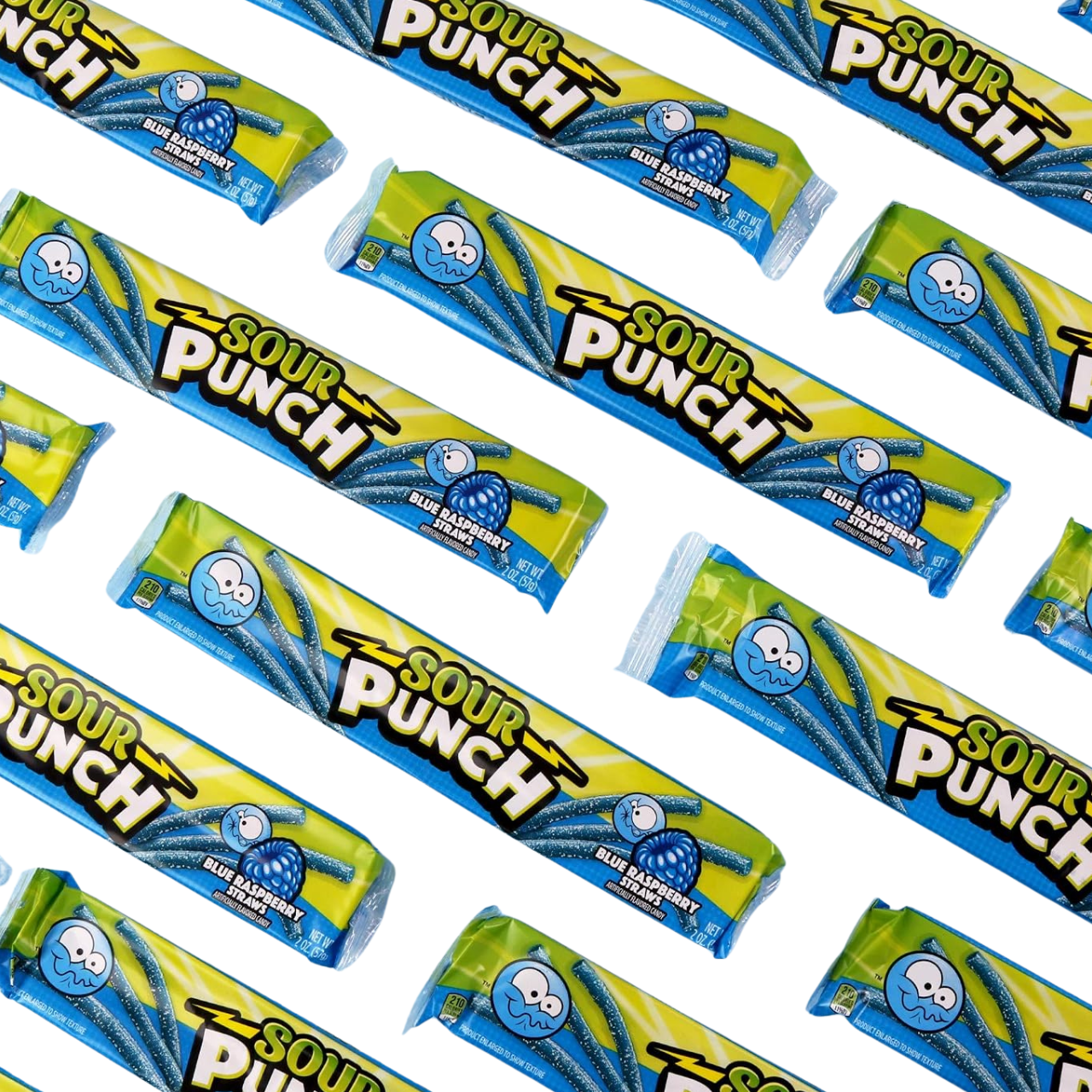 Sour Punch Straws – Blue Raspberry, (24 Pack)