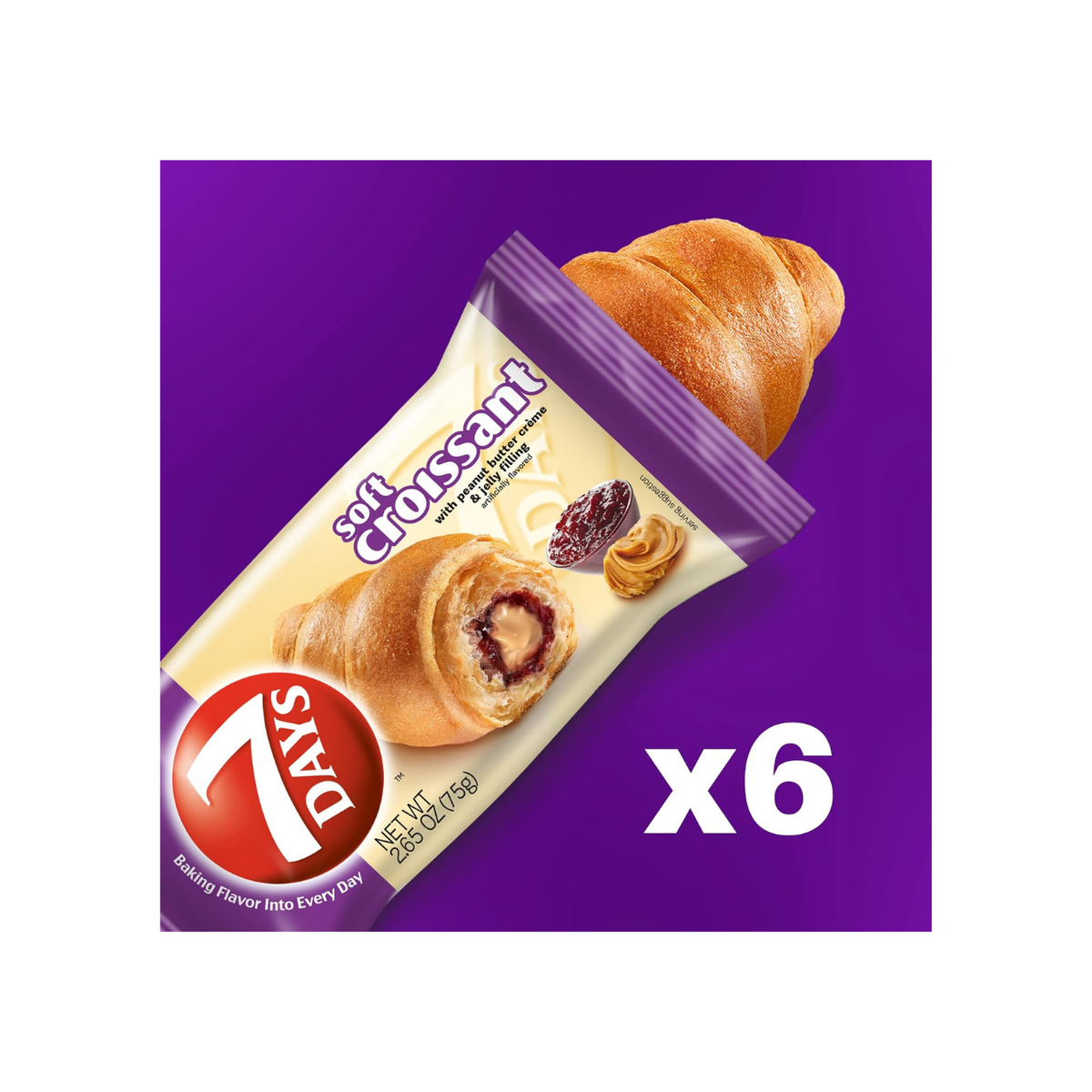 7Days Croissant, Peanut Butter Jelly, 2.65oz - 6 Pack
