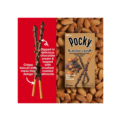 Pocky Almond Crush Chocolate Cream Covered Biscuit Sticks 1.45 oz (10 - Pack)