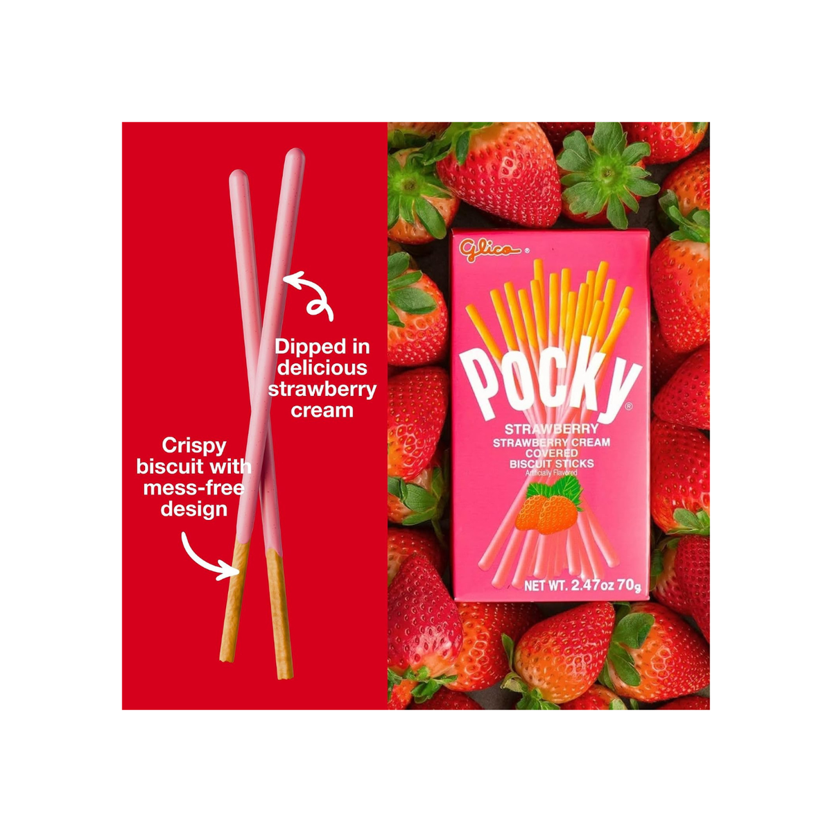 Pocky Strawberry Cream Covered Biscuit Sticks 1.41oz