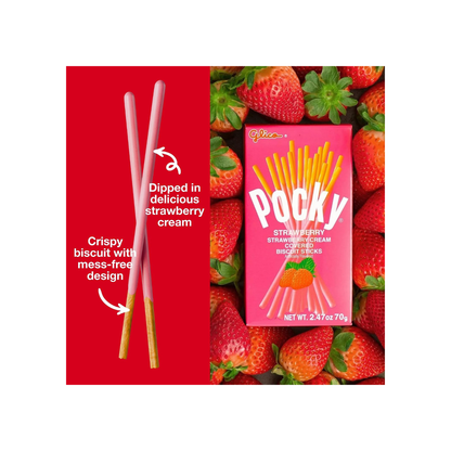 Pocky Strawberry Cream Covered Biscuit Sticks 1.41oz