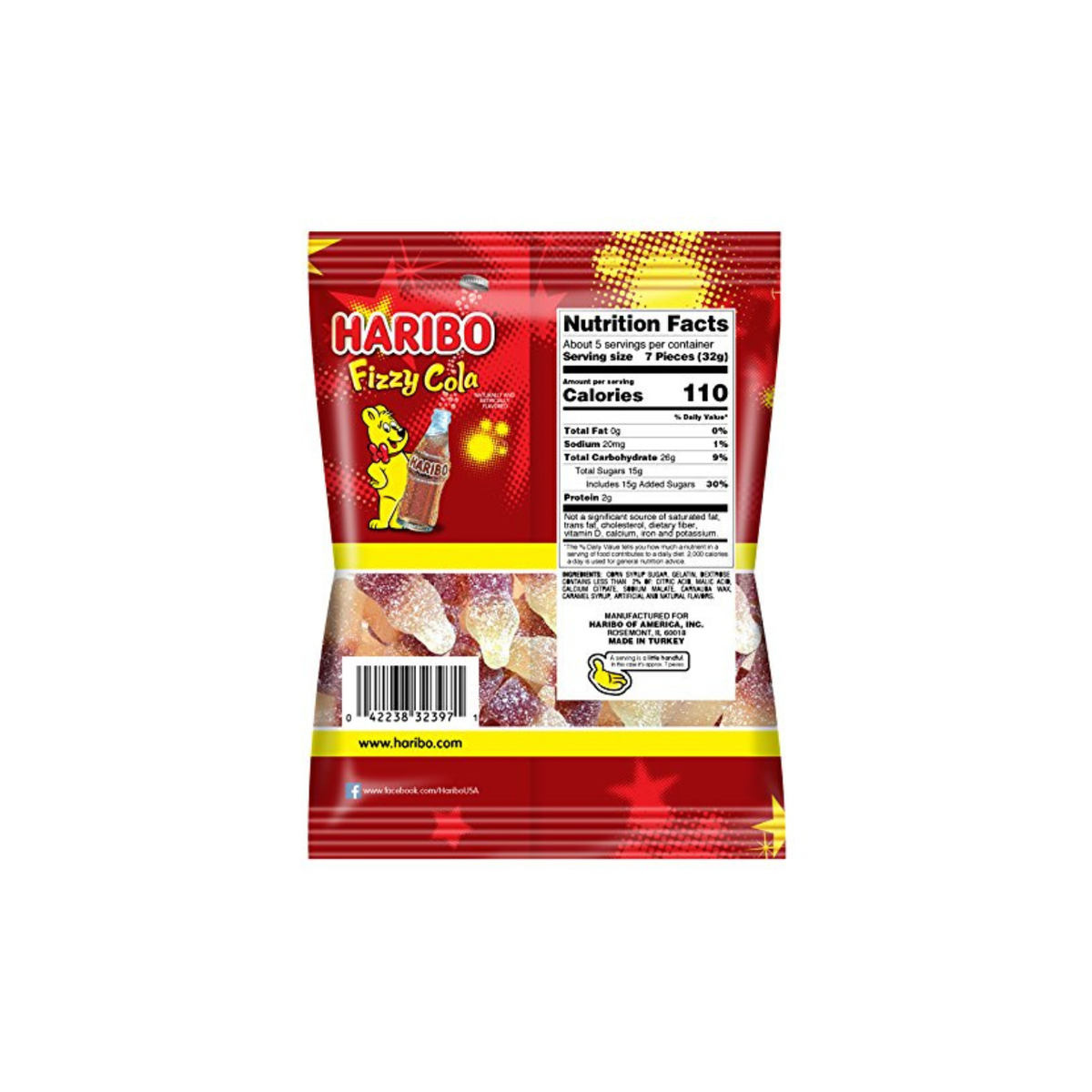 HARIBO Fizzy Cola Fizzy Gummy Candy 5 oz