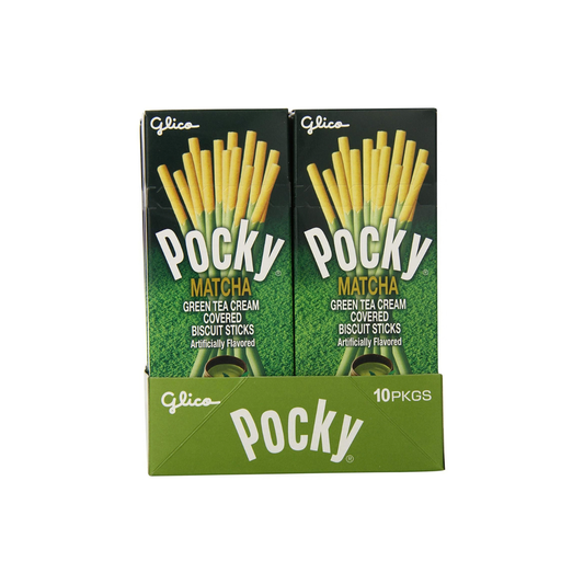 Pocky Matcha Green Tea Cream-Covered Biscuit Sticks, 1.41 oz (Pack of 10)