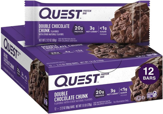 Quest Double Chocolate Chunk Protein Bars – High Protein, Low Carb Bars (12 Count)