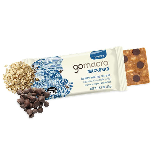 GoMacro MacroBar Oatmeal Chocolate Chip – Organic Vegan Protein Bars (12 Bars)