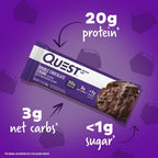 Quest Double Chocolate Chunk Protein Bars – High Protein, Low Carb Bars (12 Count)