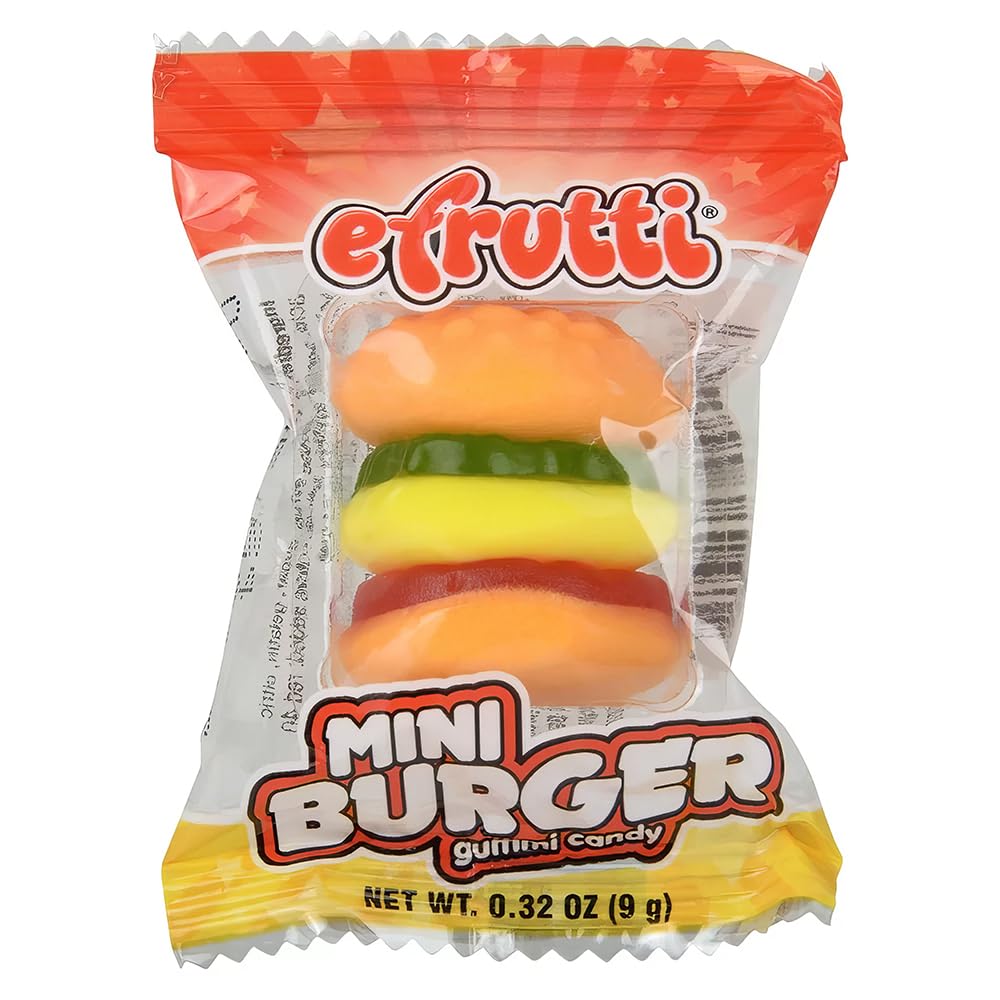 efrutti Gummi Mini Burger, 60 Pieces Individual Wrapped Gummy Burgers