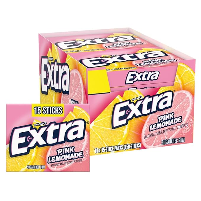 EXTRA Sugar Free Chewing Gum - Pink Lemonade - 150 Sticks (10 Packs)