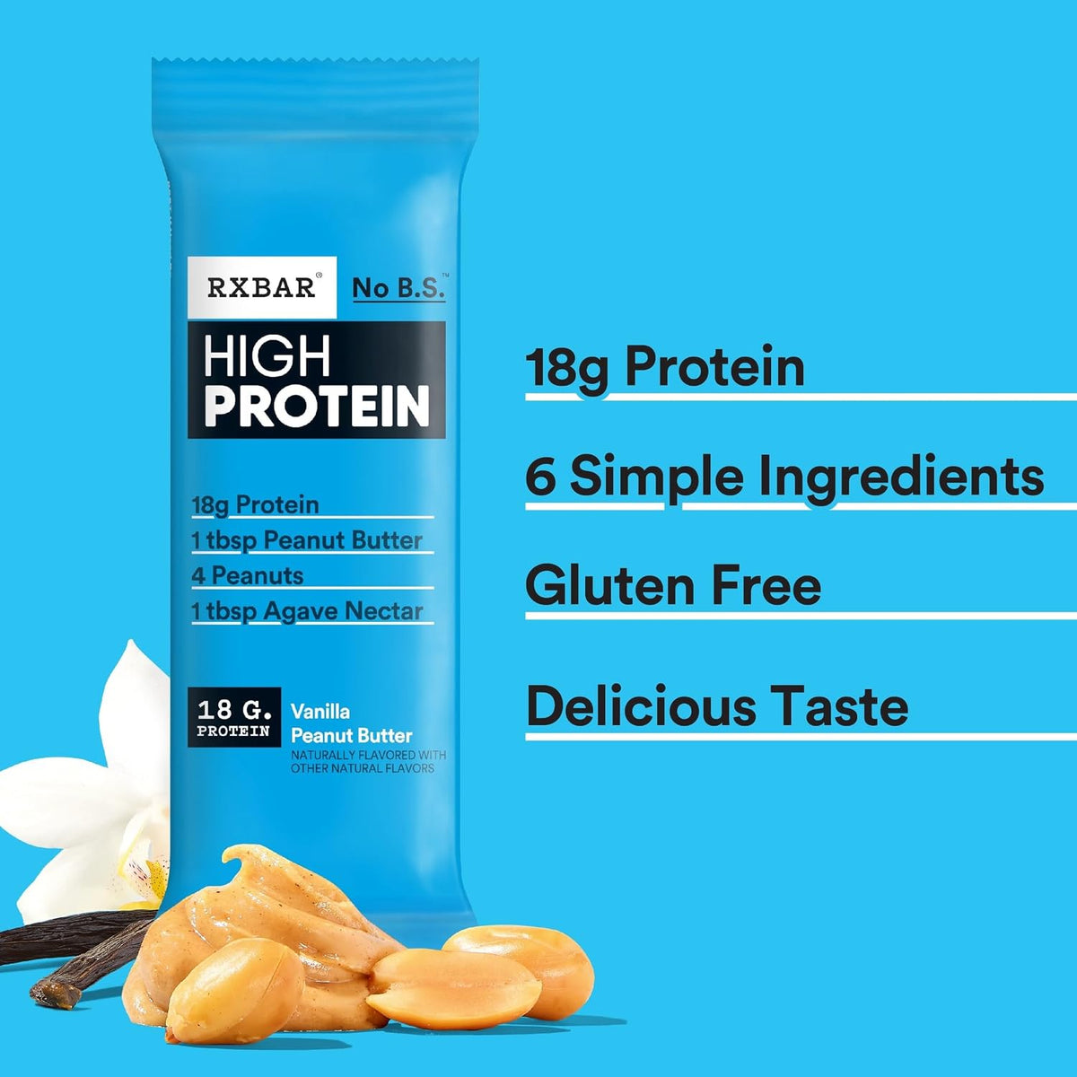 RXBAR HIGH PROTEIN Bars – Vanilla Peanut Butter (12 Bars)