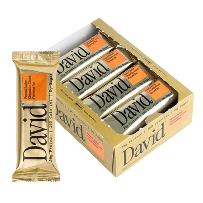 David Protein Bar - 28g Protein - Peanut Butter Chocolate Chunk (12 Bars)