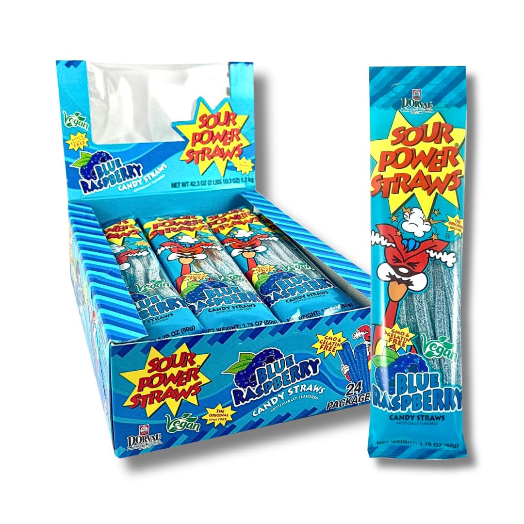 Sour Power - Blue Raspberry Straws (24 Pack)