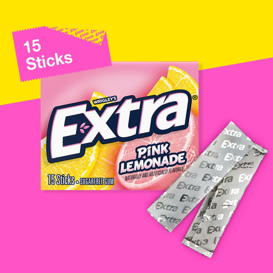 EXTRA Sugar Free Chewing Gum - Pink Lemonade - 150 Sticks (10 Packs)