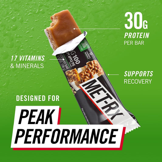 MET-Rx Big 100 Crispy Apple Pie – High Protein Bars (9 Bars)
