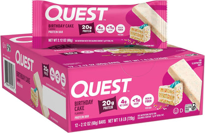 Quest Nutrition Birthday Cake Protein Bars, Keto Friendly, 12 Count