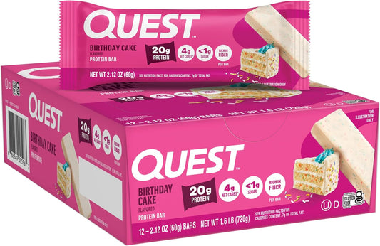 Quest Nutrition Birthday Cake Protein Bars, Keto Friendly, 12 Count