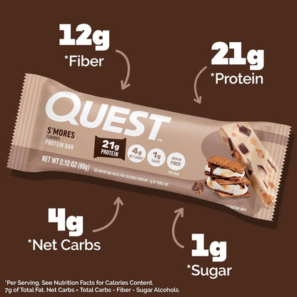 Quest S'mores Protein Bars – High Protein, Low Carb Bars (12 Count)