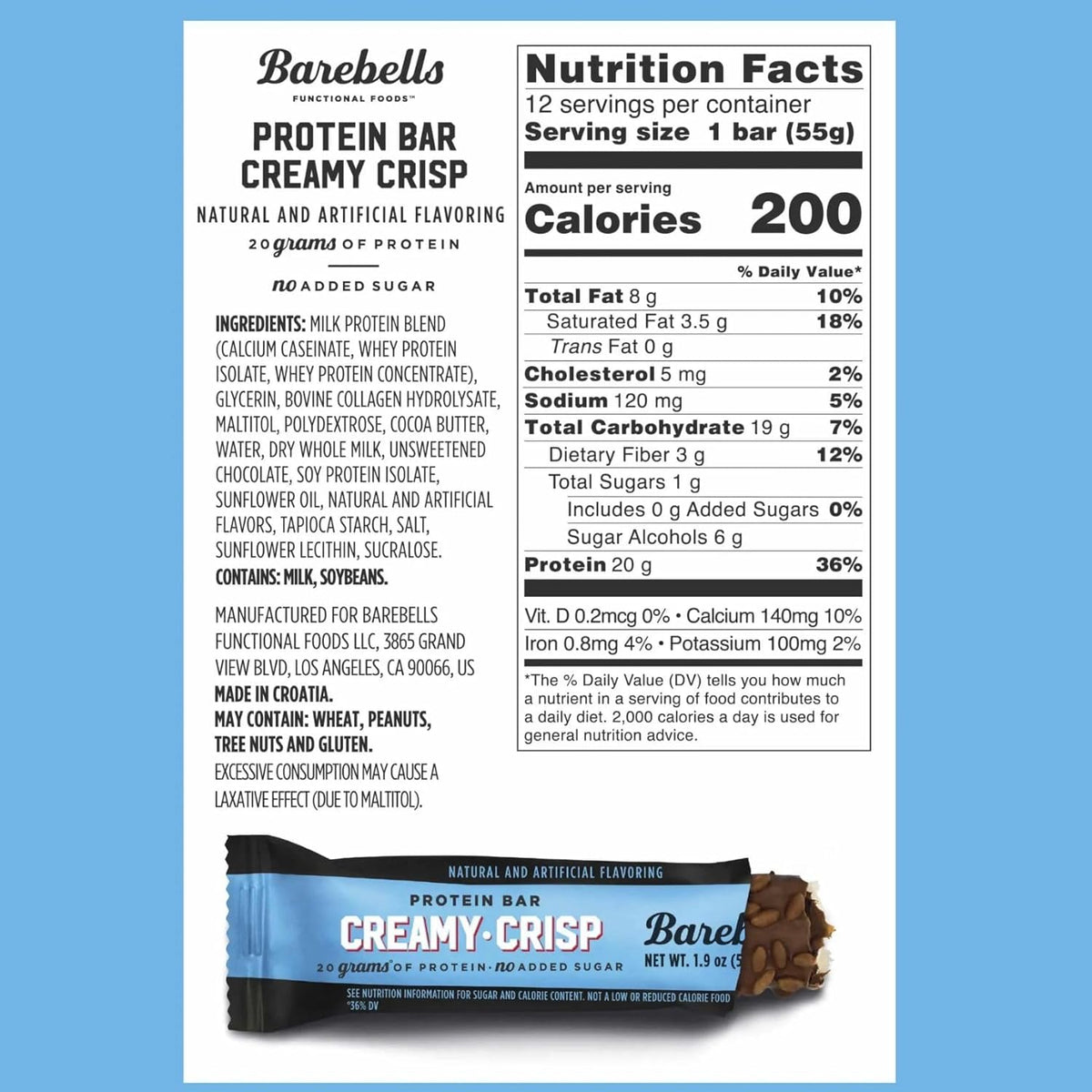Barebells Protein Bar - Creamy Crisp - 20g Protein (12 Bars)