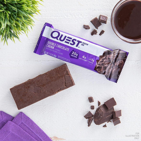 Quest Double Chocolate Chunk Protein Bars – High Protein, Low Carb Bars (12 Count)
