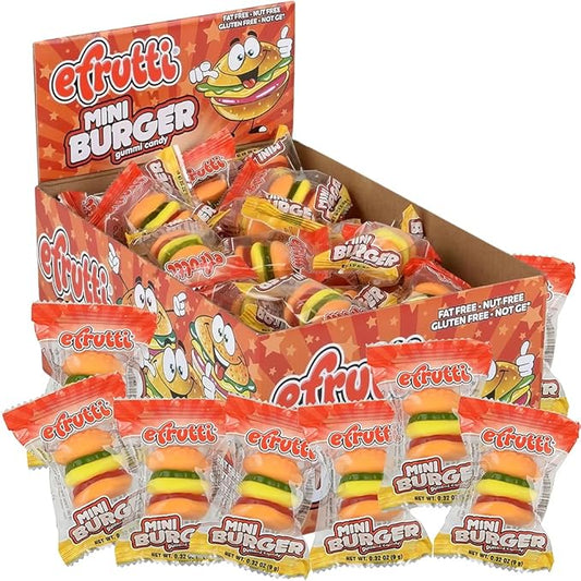 efrutti Gummi Mini Burger, 60 Pieces Individual Wrapped Gummy Burgers