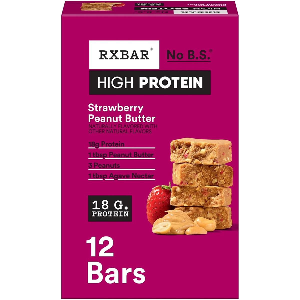 RXBAR HIGH PROTEIN Bars – Strawberry Peanut Butter (12 Bars)