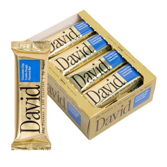 David Protein Bar - 28g Protein - Chocolate Chip Cookie Dough (12 Bars)