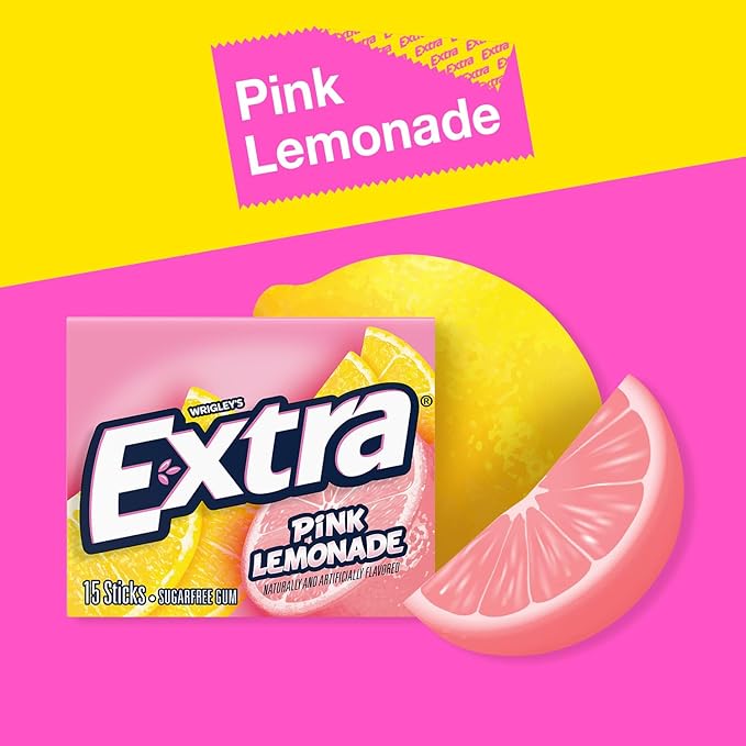 EXTRA Sugar Free Chewing Gum - Pink Lemonade - 150 Sticks (10 Packs)