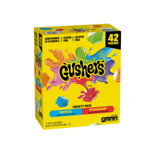 Gushers Strawberry & Tropical  Variety Pack 0.8 oz (42 Pouches)