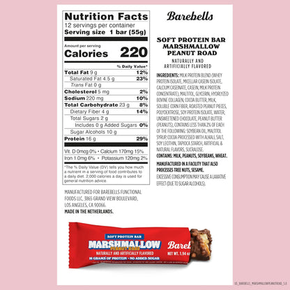 Barebells Soft Protein Bar - Marshmallow Peanut Road - 16g Protein (12 Bars)