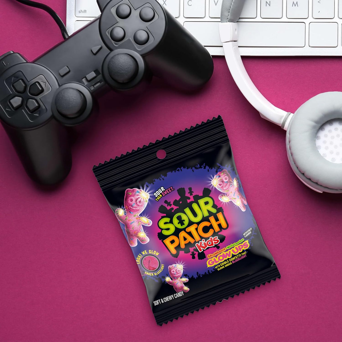 Sour Patch Kids Glow Ups Strawberry-Watermelon Soft & Chewy Candy – 3.08 oz Bags (12 Pack)