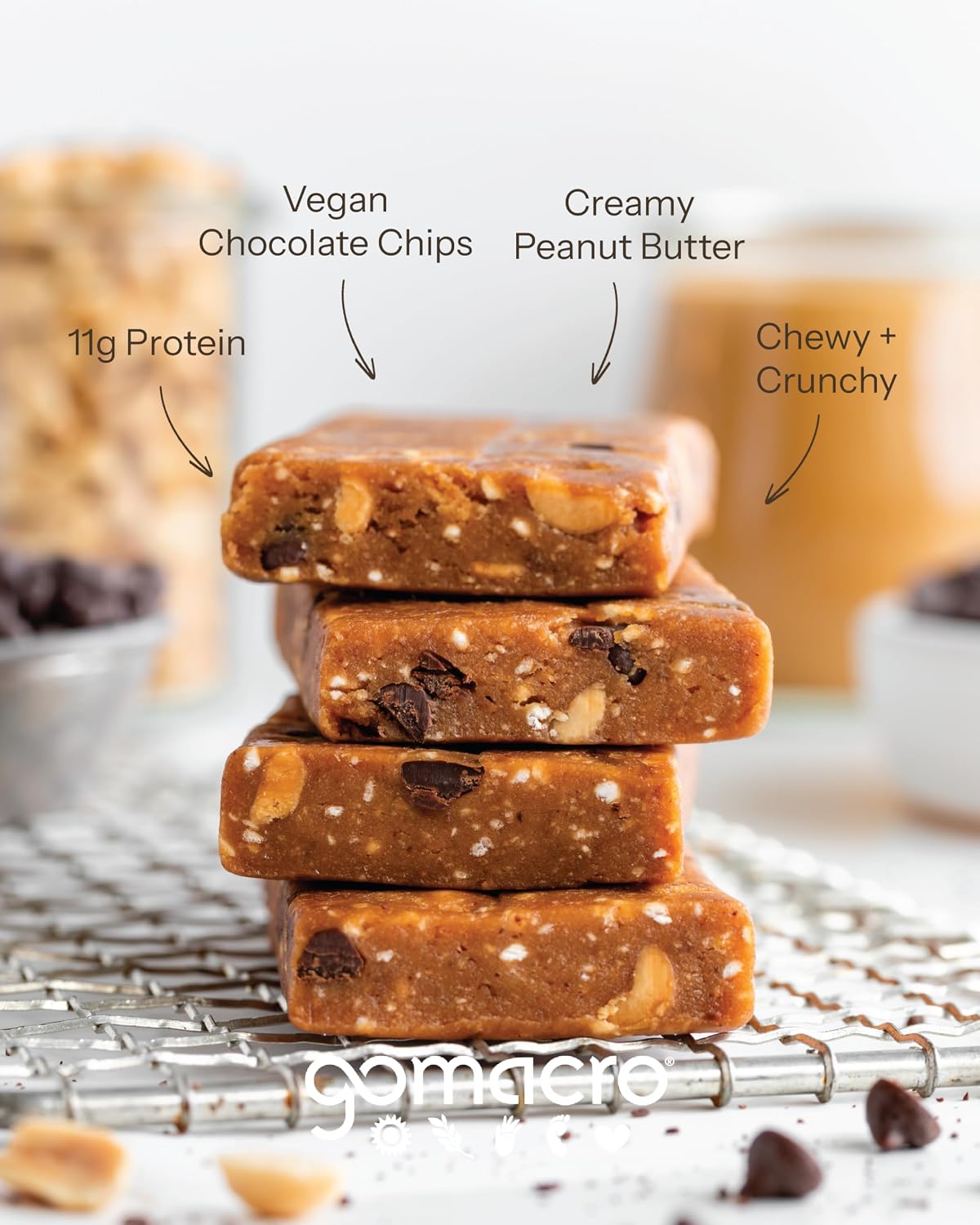 GoMacro MacroBar Peanut Butter Chocolate Chip – Organic Vegan Protein Bars (12 Bars)
