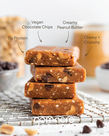 GoMacro MacroBar Peanut Butter Chocolate Chip – Organic Vegan Protein Bars (12 Bars)