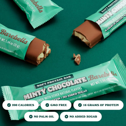 Barebells Soft Protein Bar - Minty Chocolate - 16g Protein (12 Count)