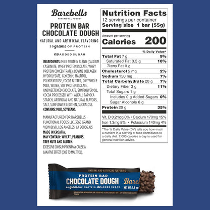 Barebells Protein Bar - Chocolate Dough - 20g Protein (12 Bars)