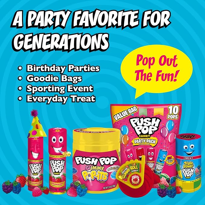 Push Pop Candy Variety Pack – Assorted Flavors (24 Ct)