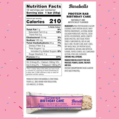 Barebells Protein Bar - Birthday Cake - 20g Protein (12 Bars)