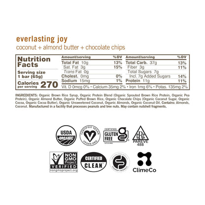 GoMacro MacroBar Coconut + Almond Butter + Chocolate Chips – Organic Vegan Protein Bars (12 Bars)