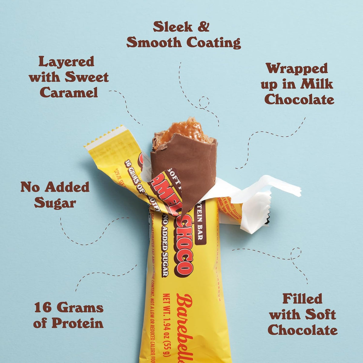 Barebells Soft Protein Bar - Caramel Choco - 16g Protein (12 Bars)