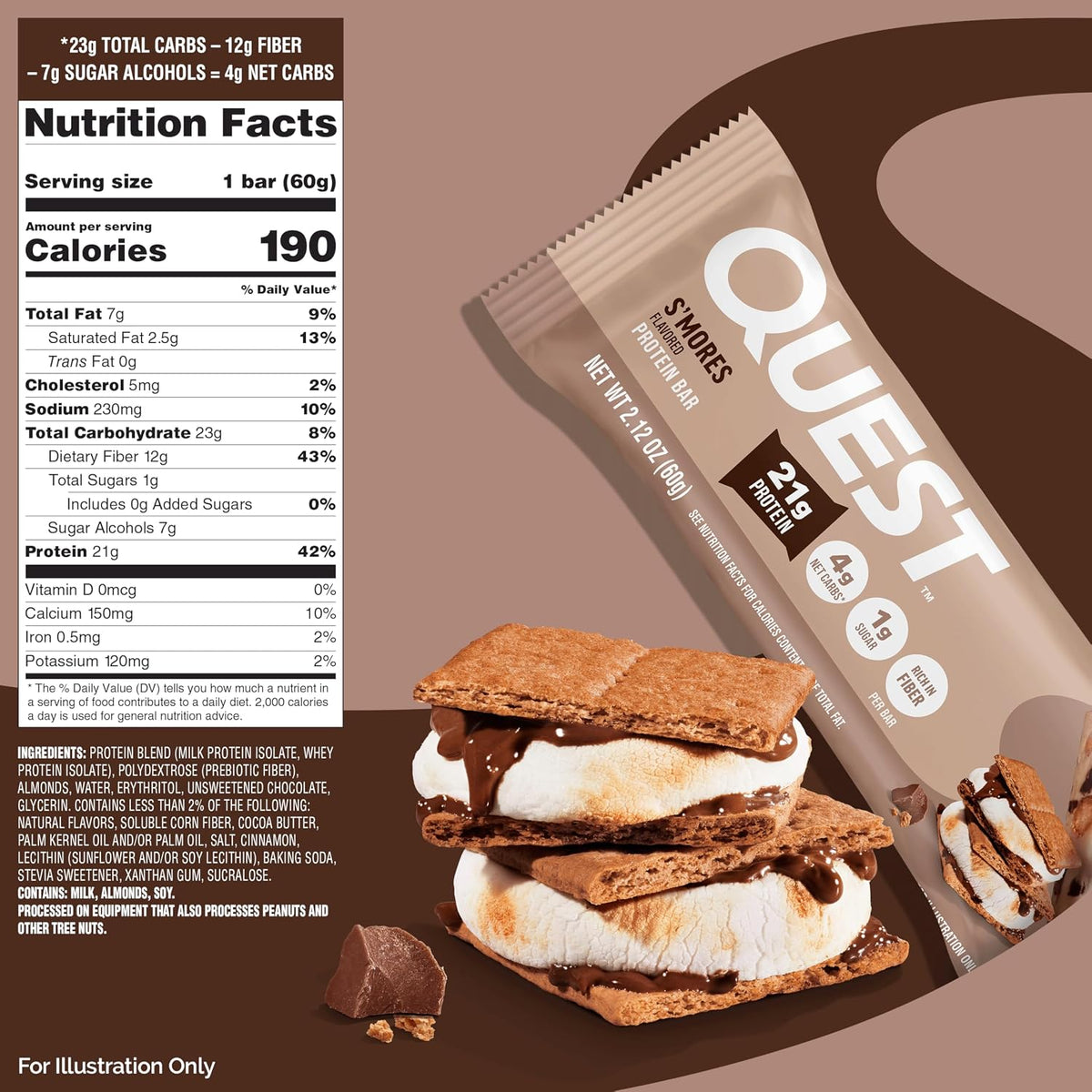 Quest S'mores Protein Bars – High Protein, Low Carb Bars (12 Count)