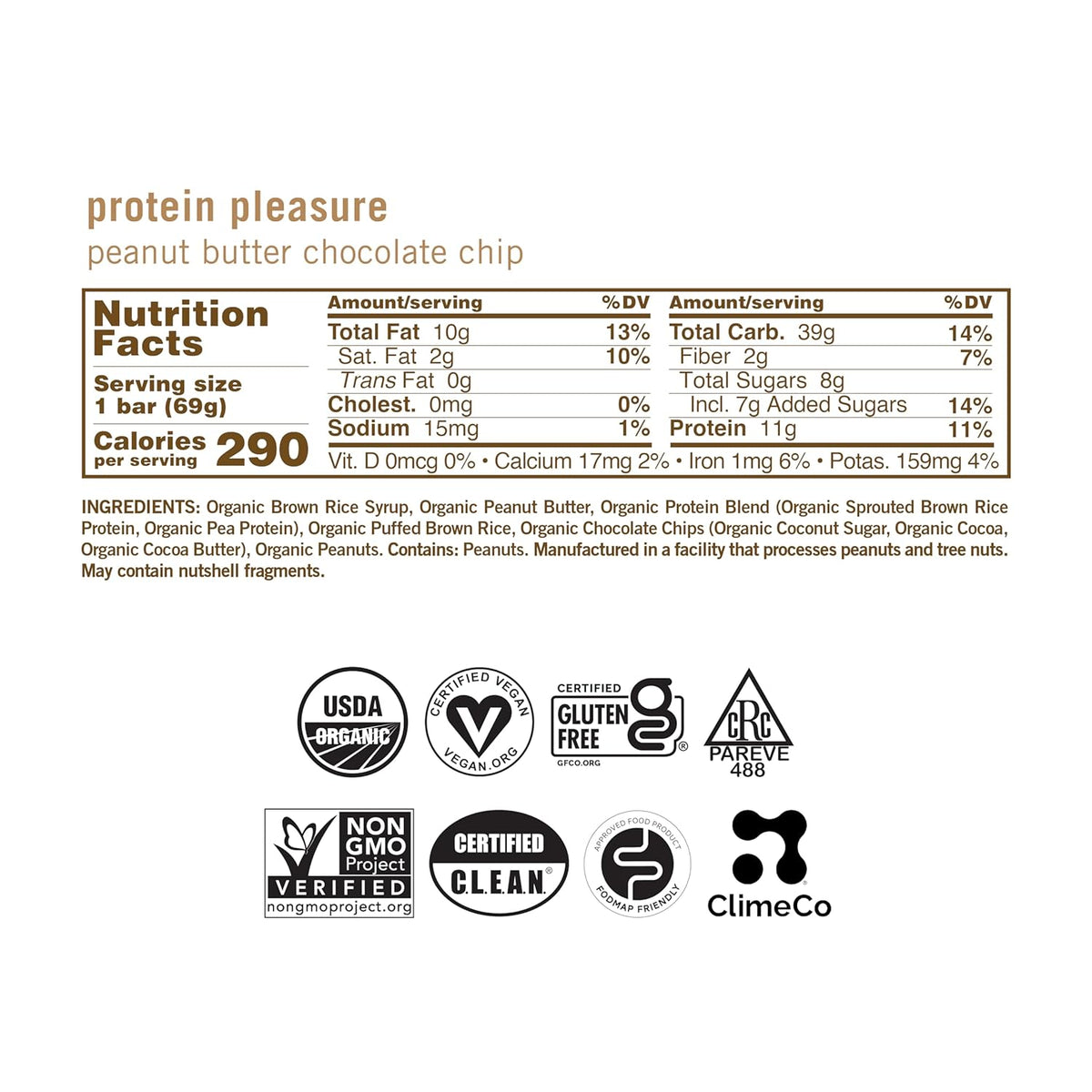 GoMacro MacroBar Peanut Butter Chocolate Chip – Organic Vegan Protein Bars (12 Bars)
