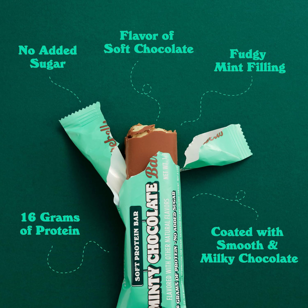 Barebells Soft Protein Bar - Minty Chocolate - 16g Protein (12 Count)