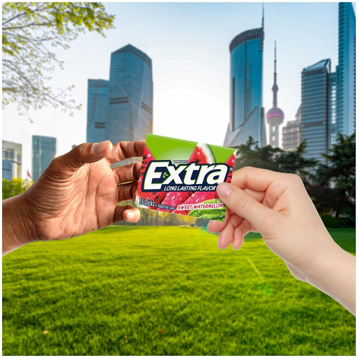 Extra Sweet Watermelon Sugar Free Chewing Gum - 15 Stick Packs (Pack of 10)