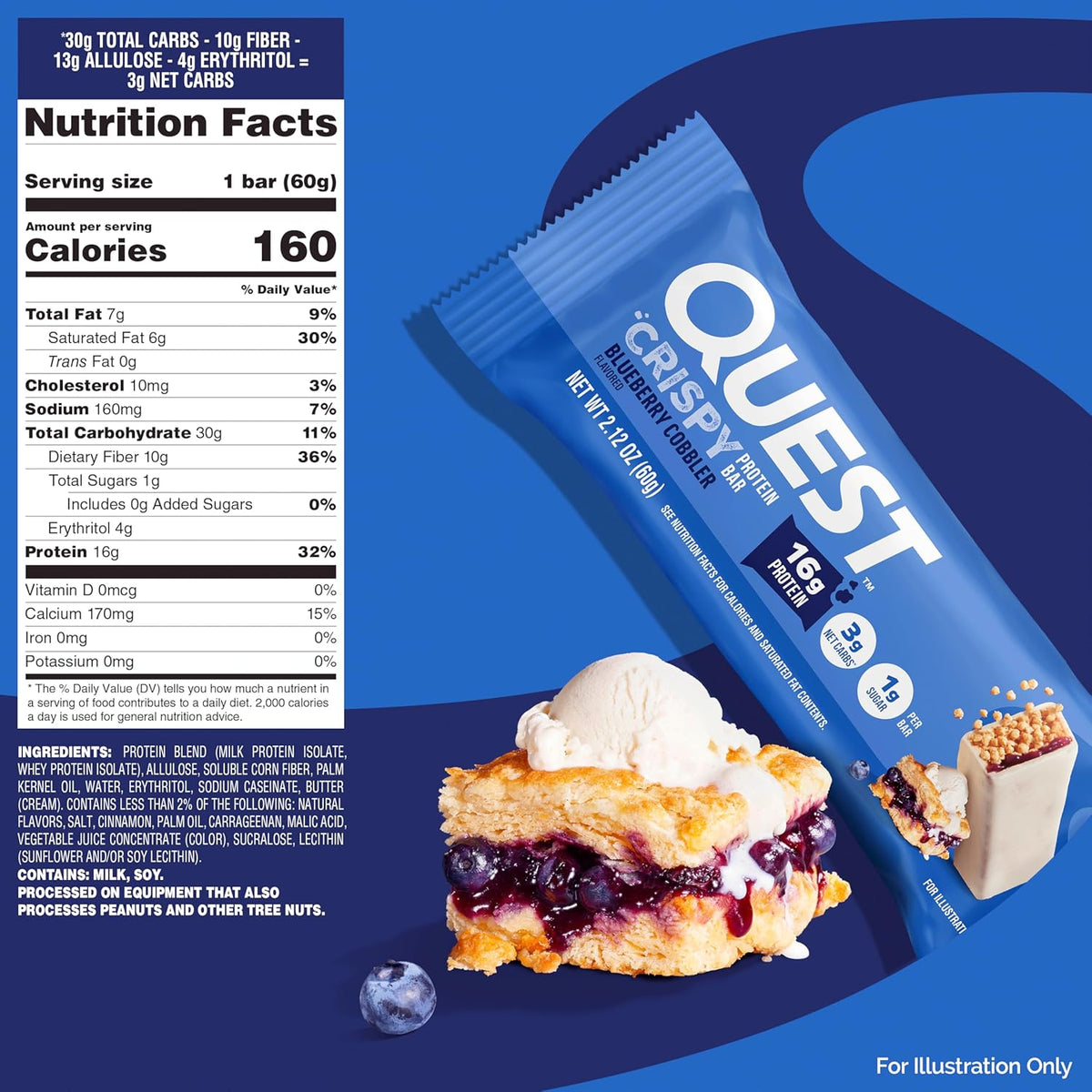 Quest Nutrition Crispy Protein Bar - Blueberry Cobbler (12 Count)
